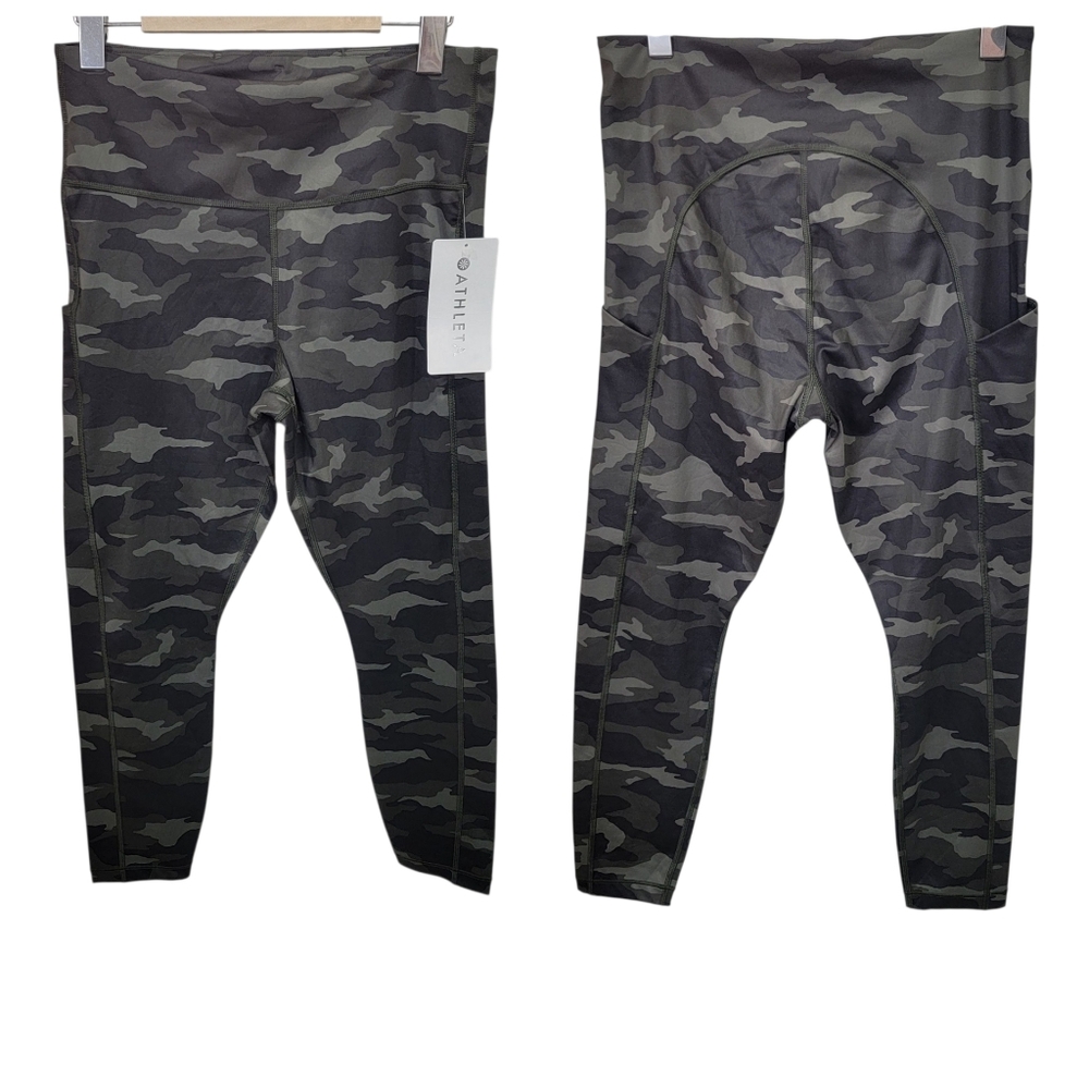 NWT Athleta Ultimate Camo 7/8 Tights Olive Green Workout Leggings Women's M - Picture 5 of 17